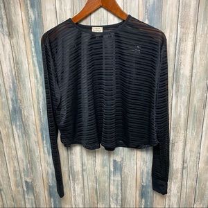 Ronny Kobo Crop Sheer Animal Top sz M # V338